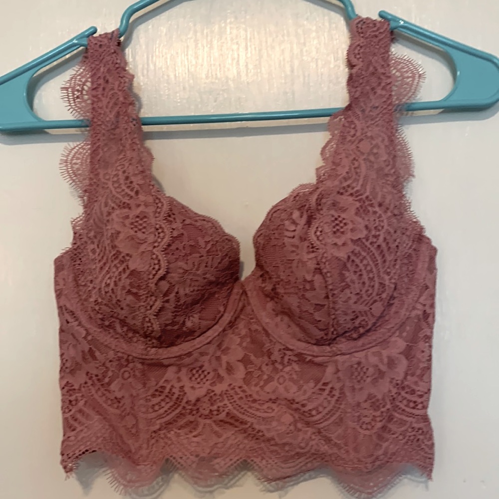 Victoria’s Secret Bustier Bra 32D Pink Lace